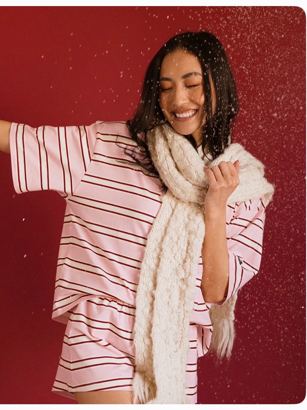 Pink Striped Short Sleeve Set - w/ Shorts and Pants